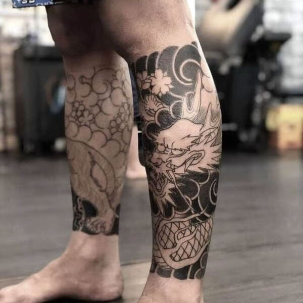 Tattoo chân nam rồng