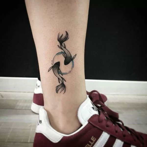 Tattoo chân nam song ngư
