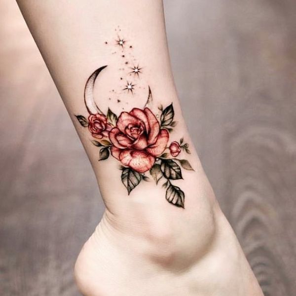 Tattoo cổ chân hoa hồng