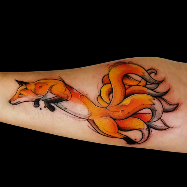 Tattoo con hồ ly 9 đuôi