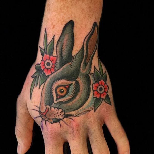 Tattoo con cái thỏ ở bàn tay đẹp