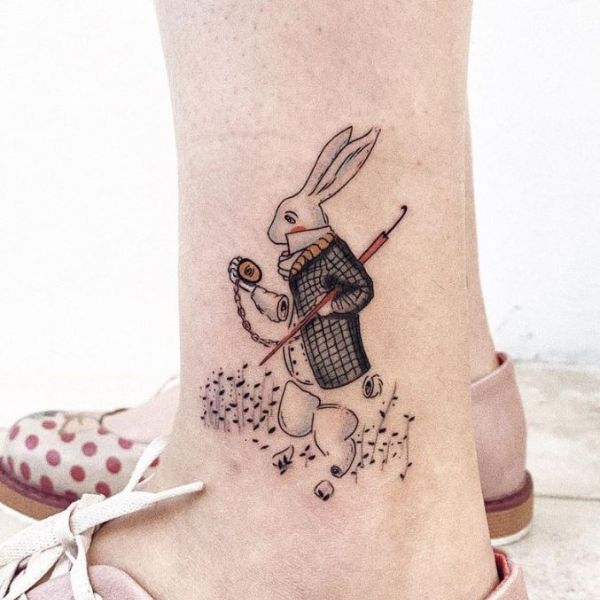 Tattoo con cái thỏ ở cồ bàn chân đẹp