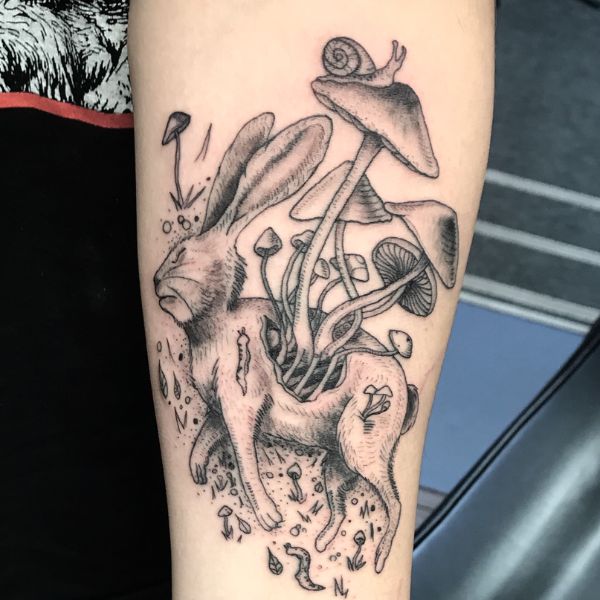 Tattoo con cái thỏ xác sống