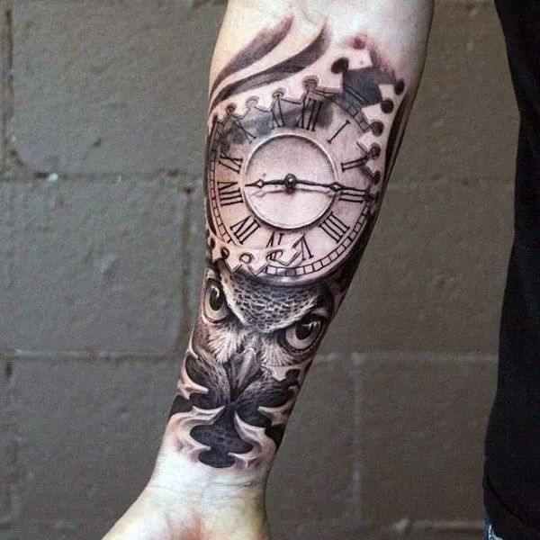 Tattoo đồng hồ cánh tay chất