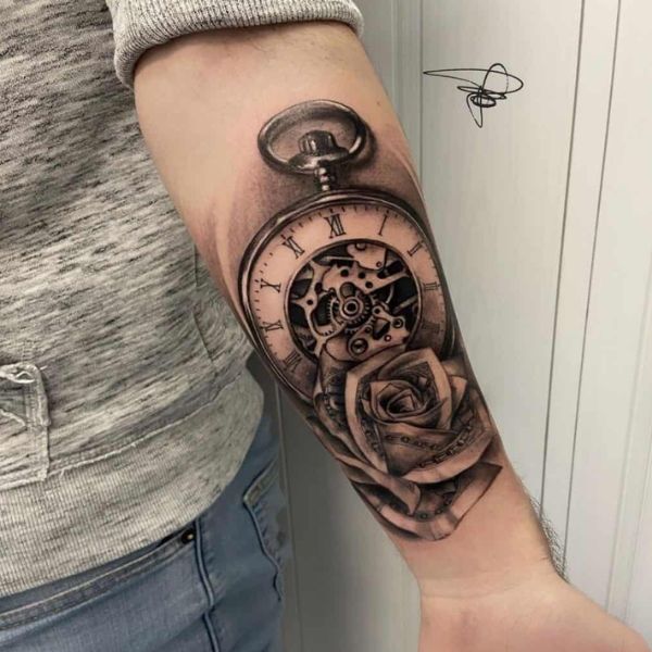 Tattoo đồng hồ cánh tay siêu đẹp