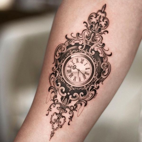 Tattoo đồng hồ cổ đẹp