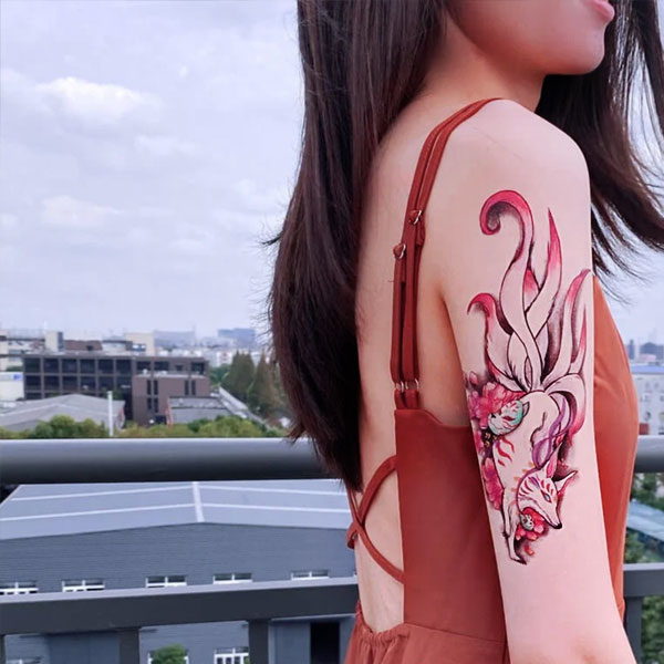 Tattoo hồ ly chín đuôi cho nữ