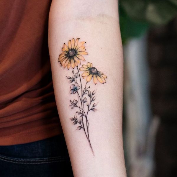Tattoo hoa cúc nam siêu đẹp
