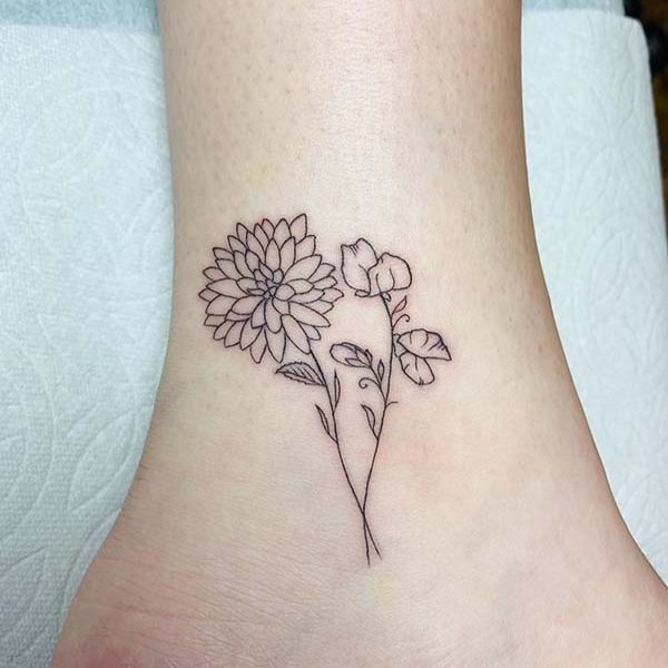 Tattoo hoa cúc đơn giản siêu đẹp cho nữ