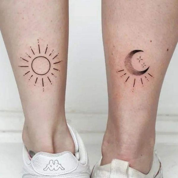 Tattoo mặt mũi trời và mặt mũi trăng