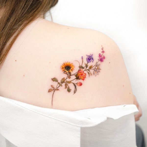 Tattoo mini ở vai hoa siêu đẹp