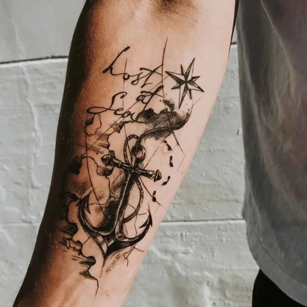 Tattoo mỏ neo ở cánh tay đẹp