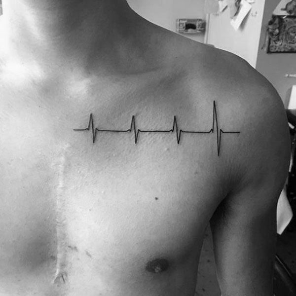 Tattoo nhịp tim ở ngực siêu đẹp