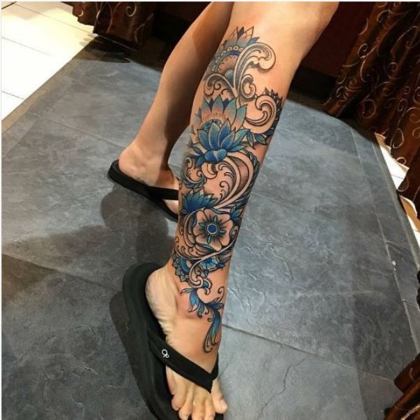 Tattoo ở chân cho nữ hoa đẹp