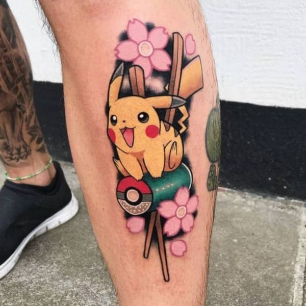 Tattoo pikachu chân cute