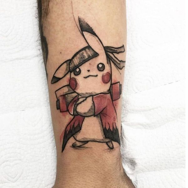Tattoo pikachu chân đẹp cho nam