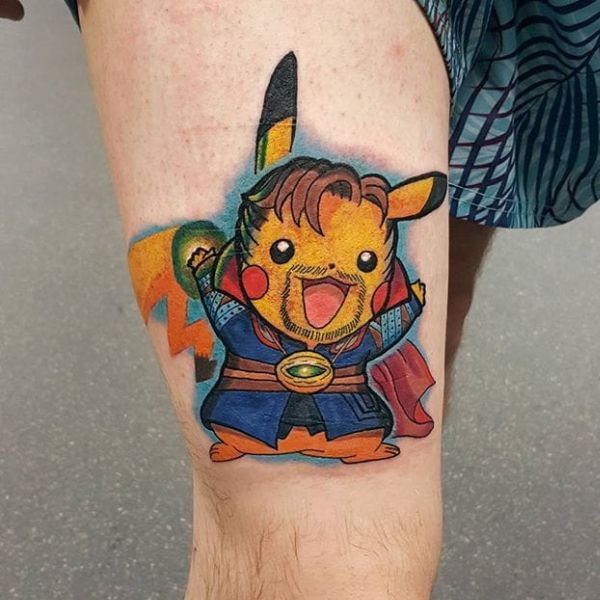Tattoo pikachu ở đùi chất