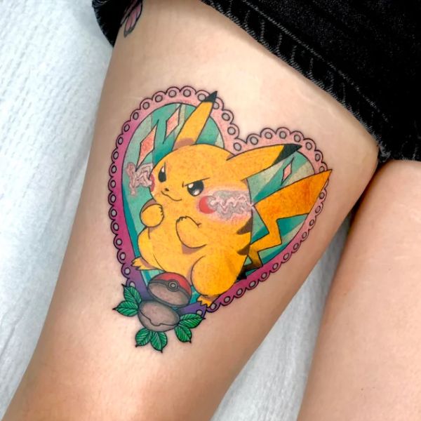 Tattoo pikachu trái tim