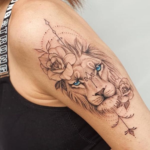 Tattoo sư tử bắp tay đẹp