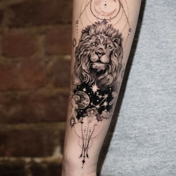 Tattoo sư tử cánh tay đẹp cho nam