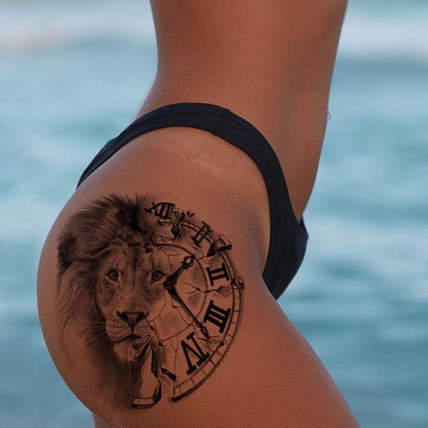 tattoo sư tử ở hông nữ