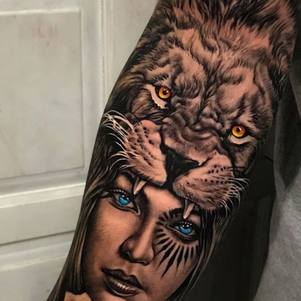Tattoo sư tử và thổ dân