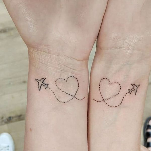 Tattoo trái ngược tim cặp cute