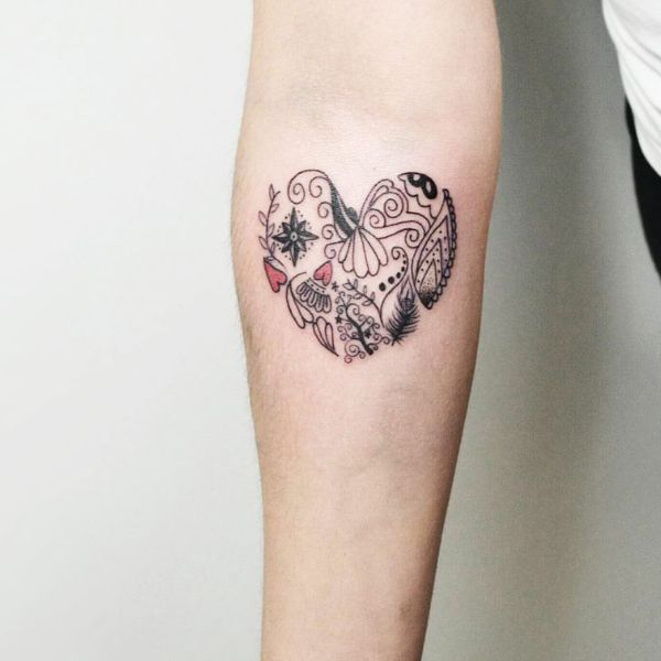 Tattoo trái ngược tim đẹp
