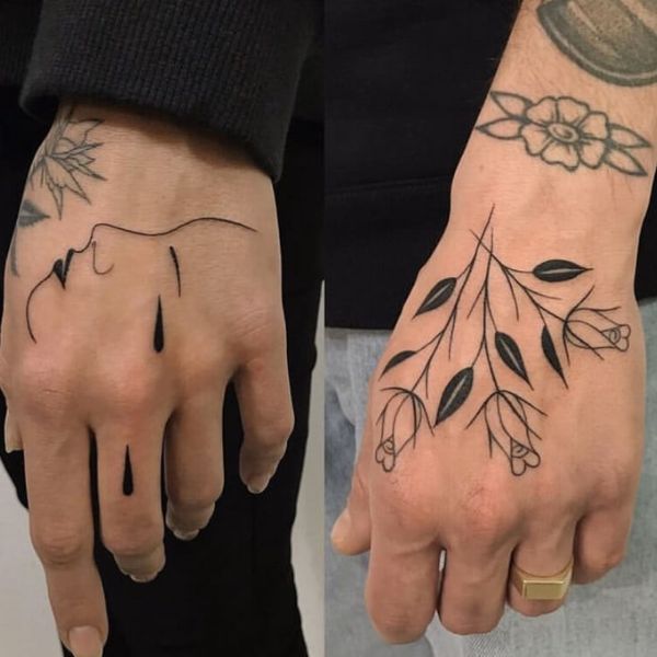 Tattoo bàn tay nhành cây