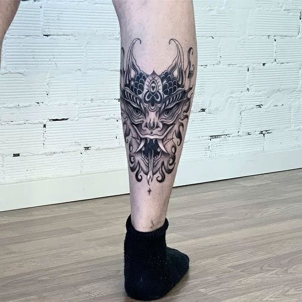 Tattoo chân nam đầu kỳ lân đẹp