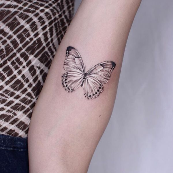 tattoo con bướm ở cánh tay