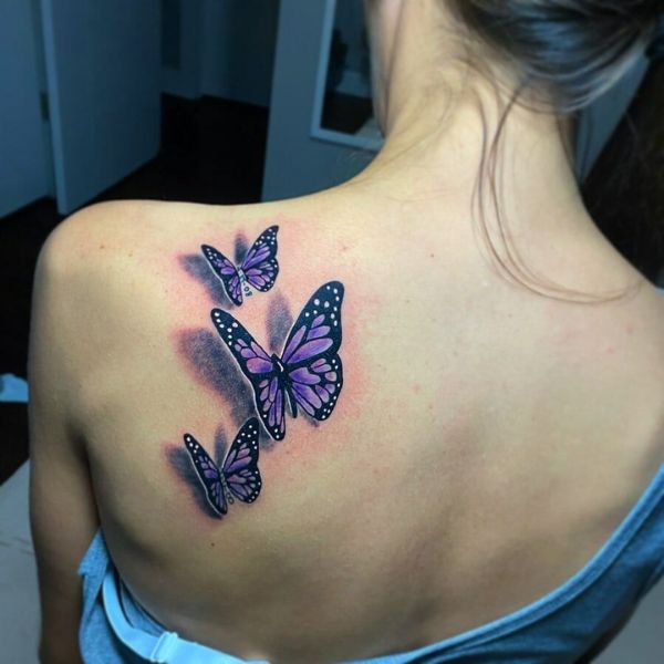 Tattoo con bướm ở lưng đẹp