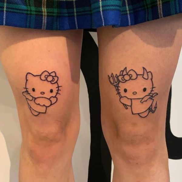 Tattoo hello kitty ở chân cho nữ