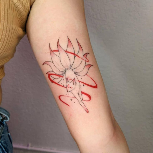 Tattoo hồ ly 9 đuôi mini