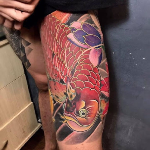 Tattoo cá Long ở đùi