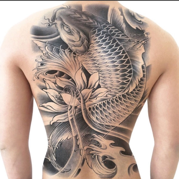 Tattoo cá Long và hoa sen