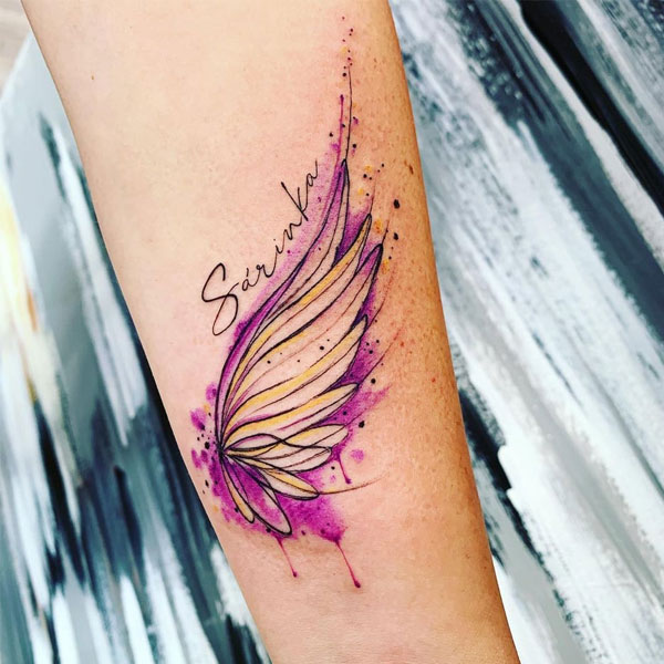 Tattoo cánh thiên thần màu sắc