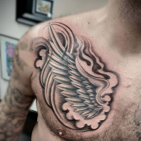 Tattoo cánh thiên thần ngực nam đẹp