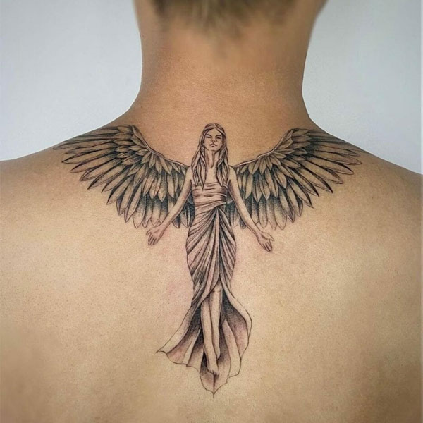 Tattoo cánh thiên thần ở lưng đẹp