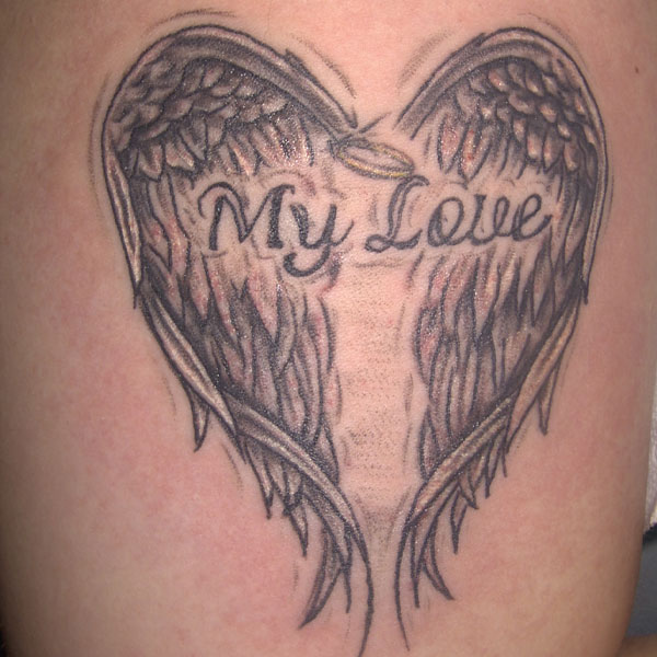 Tattoo cánh cục cưng ngược tim