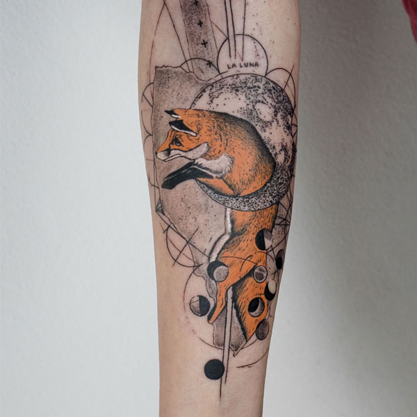 Tattoo con cáo cánh tay siêu đẹp