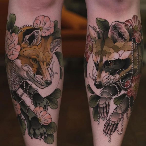 Tattoo con cáo đôi