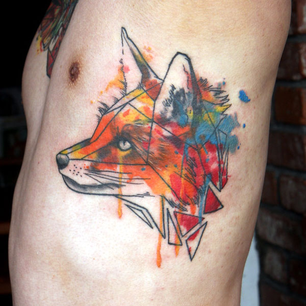 Tattoo con cáo ở bụng