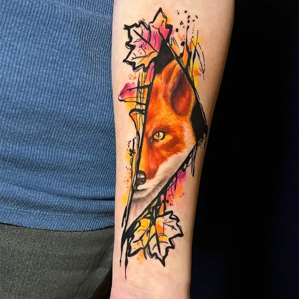 Tattoo con cáo ở cánh tay đẹp