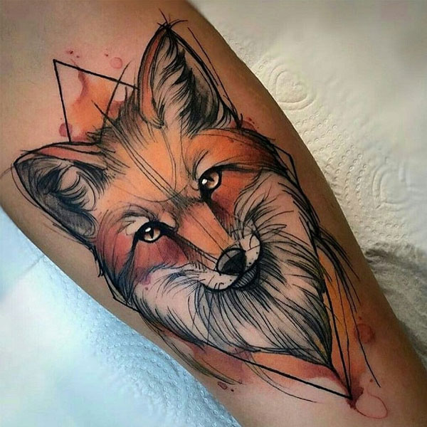 Tattoo con cáo ở chân đẹp cho nam
