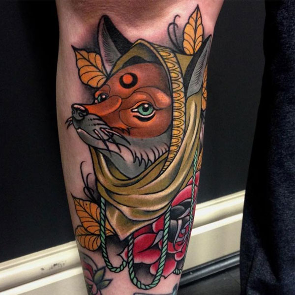 Tattoo con cáo ở chân