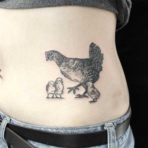 Tattoo con gà bụng đẹp