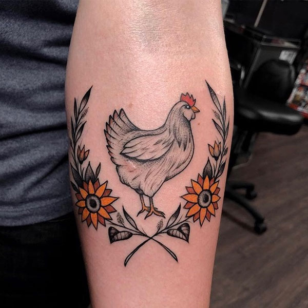 Tattoo con gà cánh tay đẹp