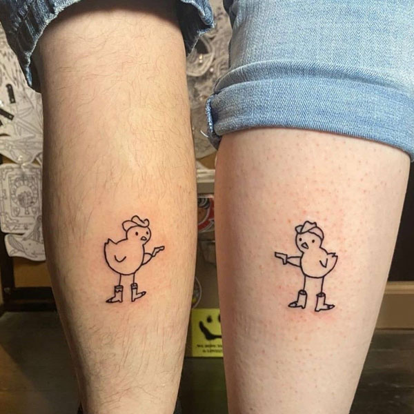 Tattoo con gà cặp