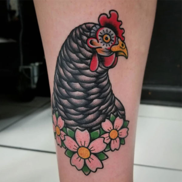 Tattoo con gà chân đẹp